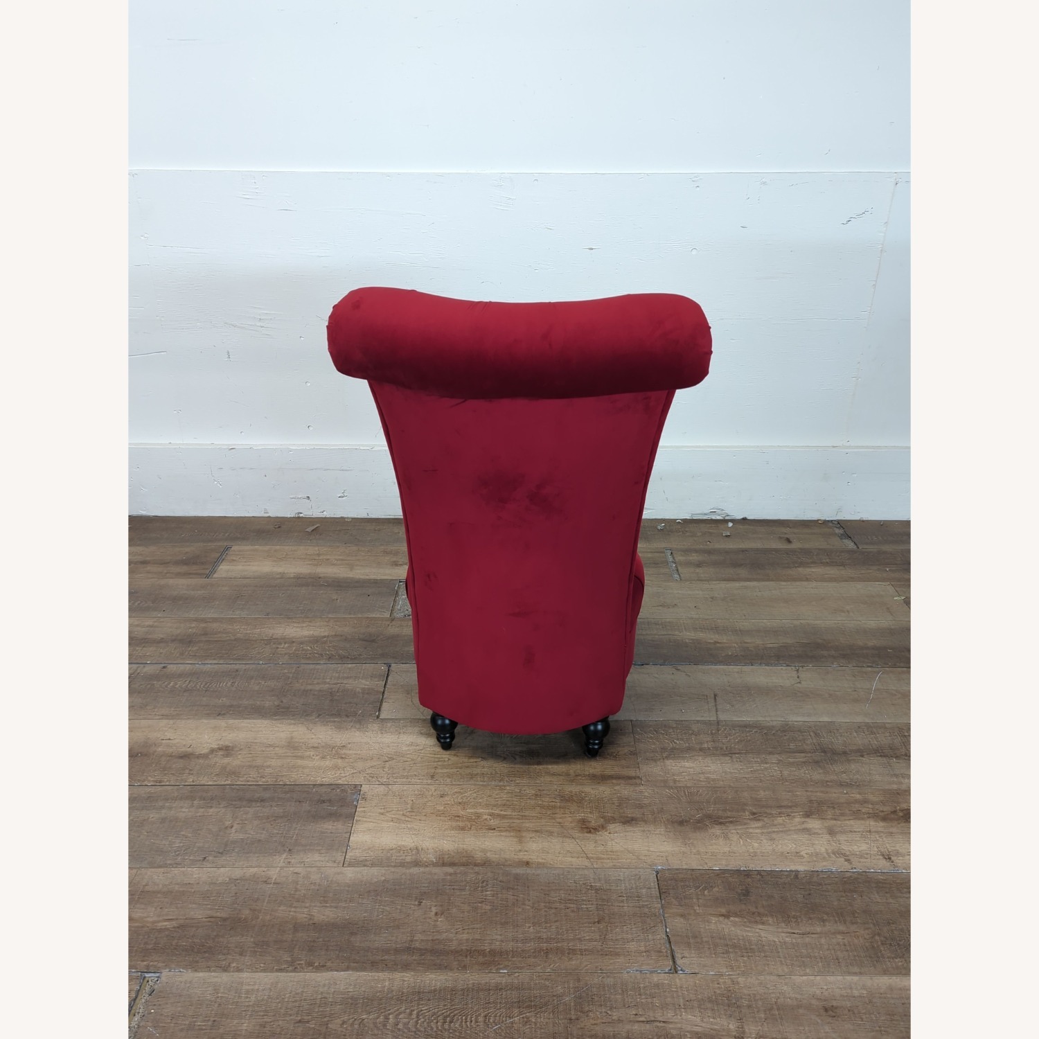 Modern High Back Accent Chair in Red Velvet - image-5