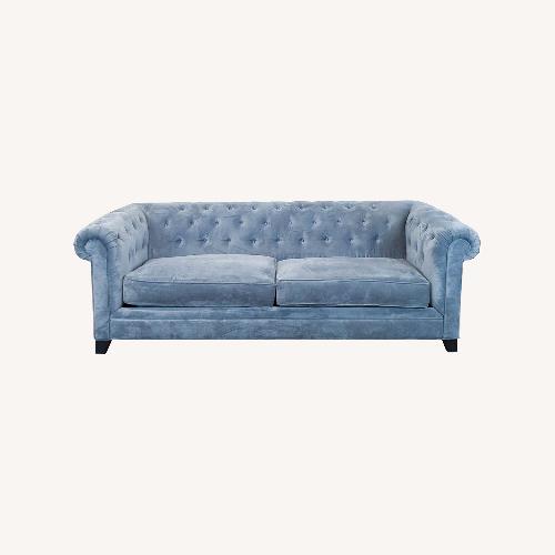 Used Macy's 3-Seat Tufted Velvet Sofa in Light Blue for sale on AptDeco