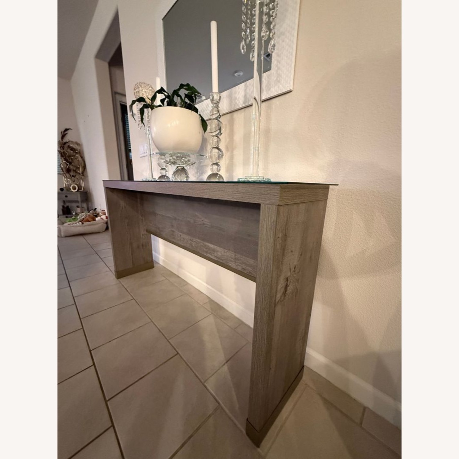 Wood Console Table with Metal Trim	 - image-3