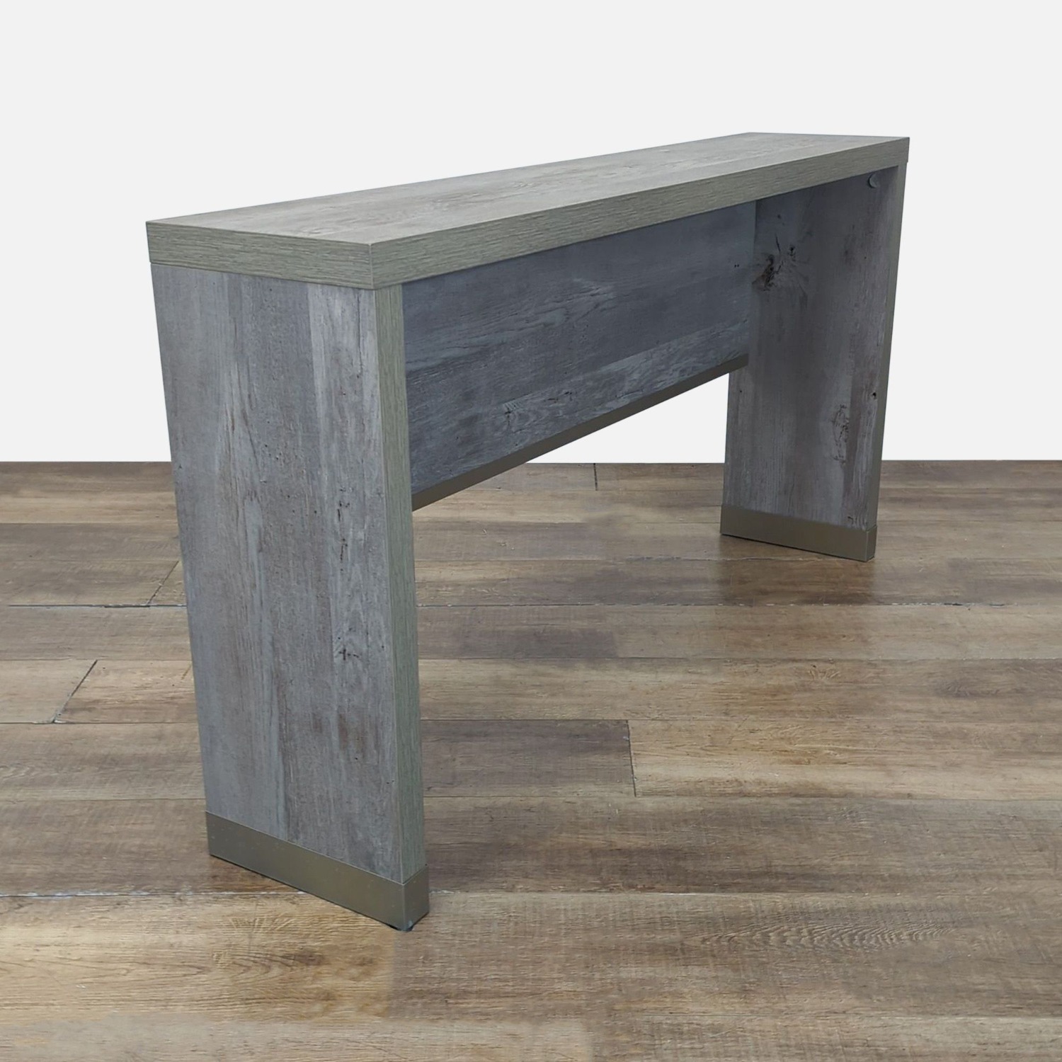 Wood Console Table with Metal Trim	 - image-1
