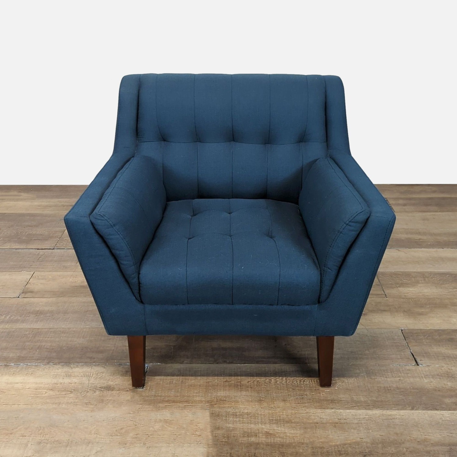 Mid-Century Style Navy Accent Chair - image-0