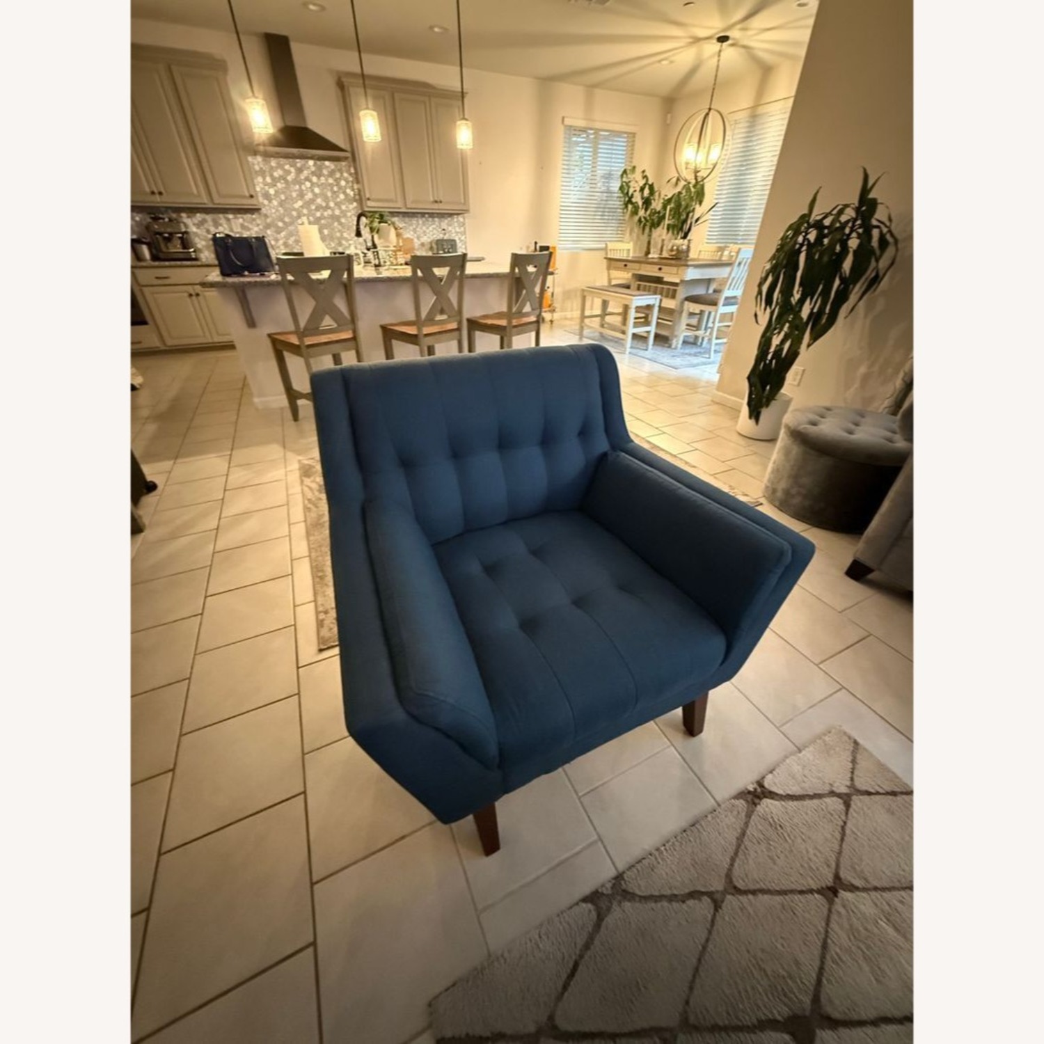 Mid-Century Style Navy Accent Chair - image-1