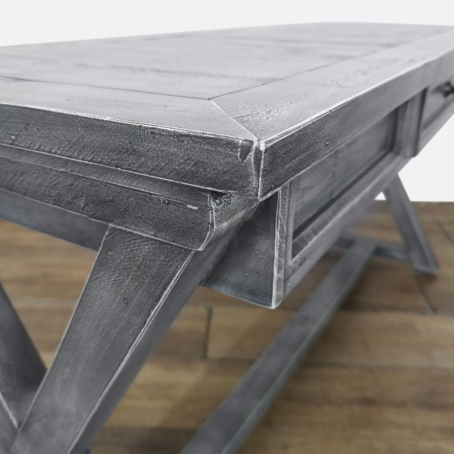 Rustic One Drawer Console Table with Crossed Legs	 - image-4