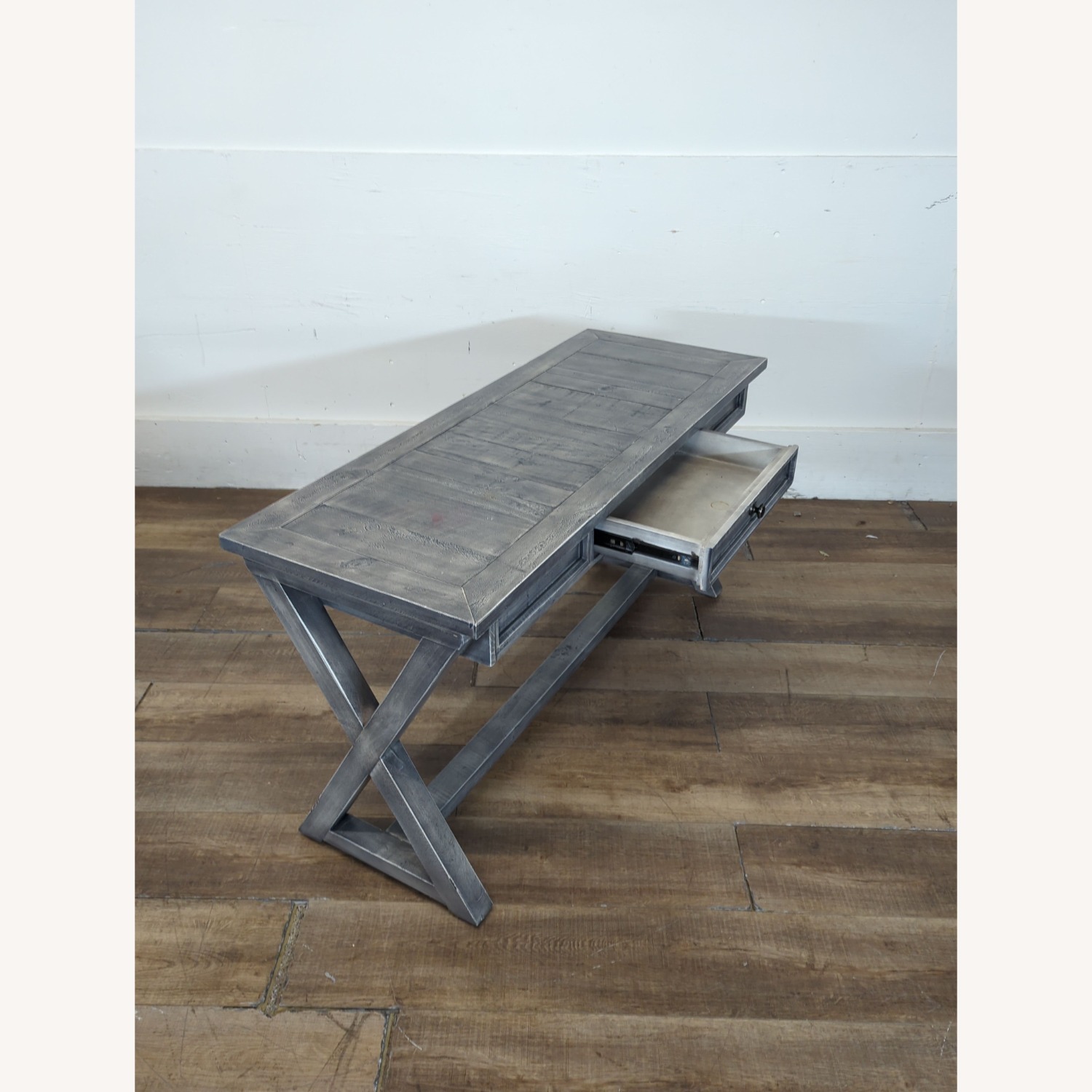 Rustic One Drawer Console Table with Crossed Legs	 - image-6