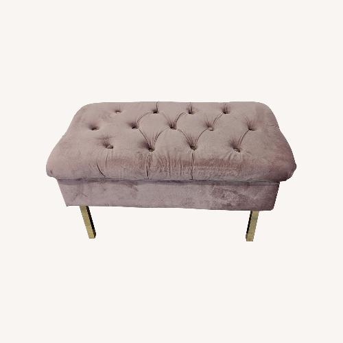 Used Velvet Button Tufted Storage Bench on Metal Legs	 for sale on AptDeco