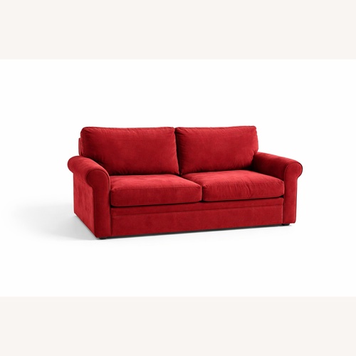 Used Macy's Radford Red Fabric Sleeper Sofa for sale on AptDeco
