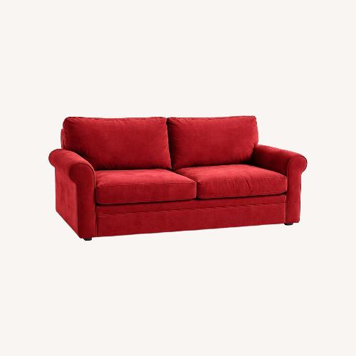 Used Macy's Radford Red Fabric Sleeper Sofa for sale on AptDeco