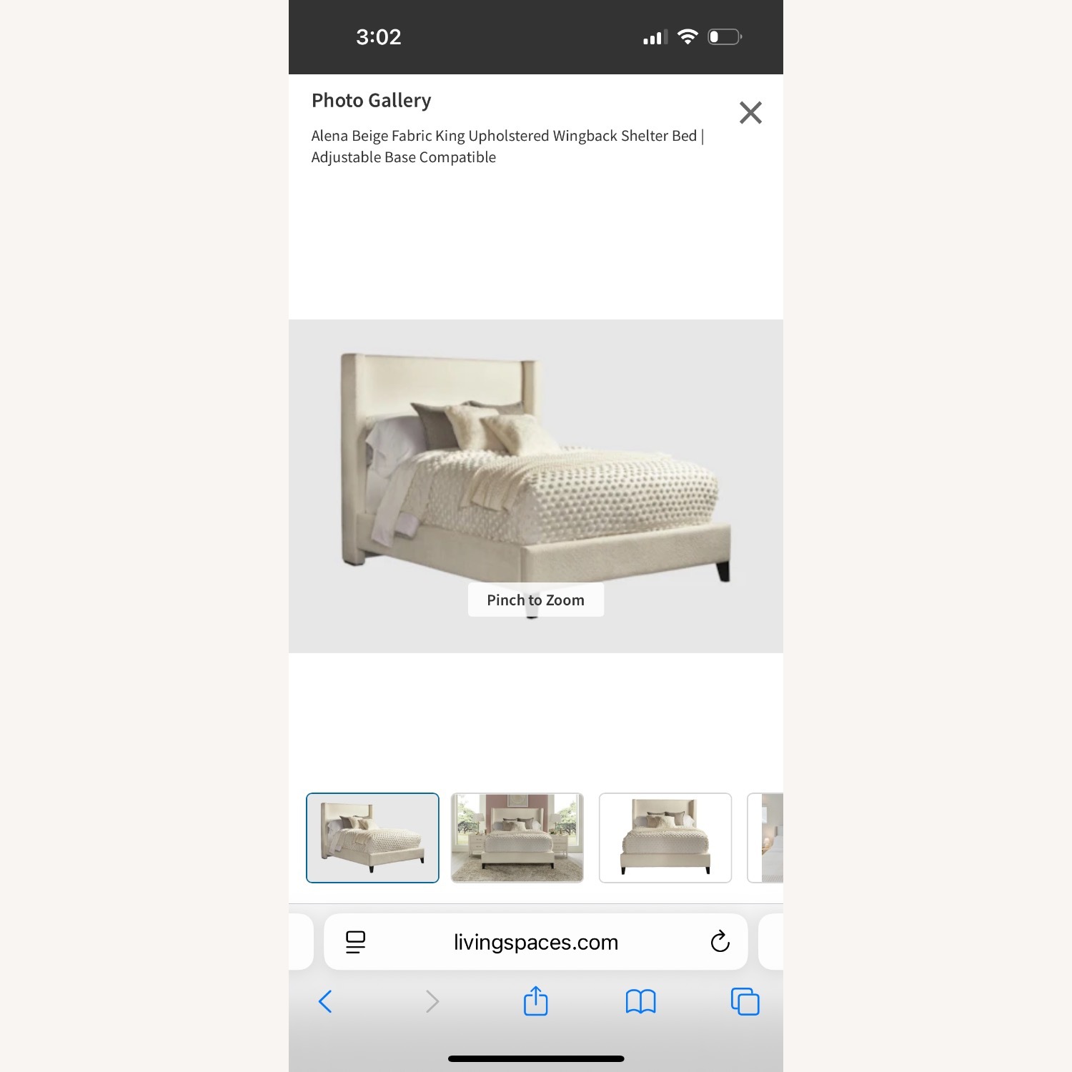 Alena Beige Upholstered King Bed - image-3