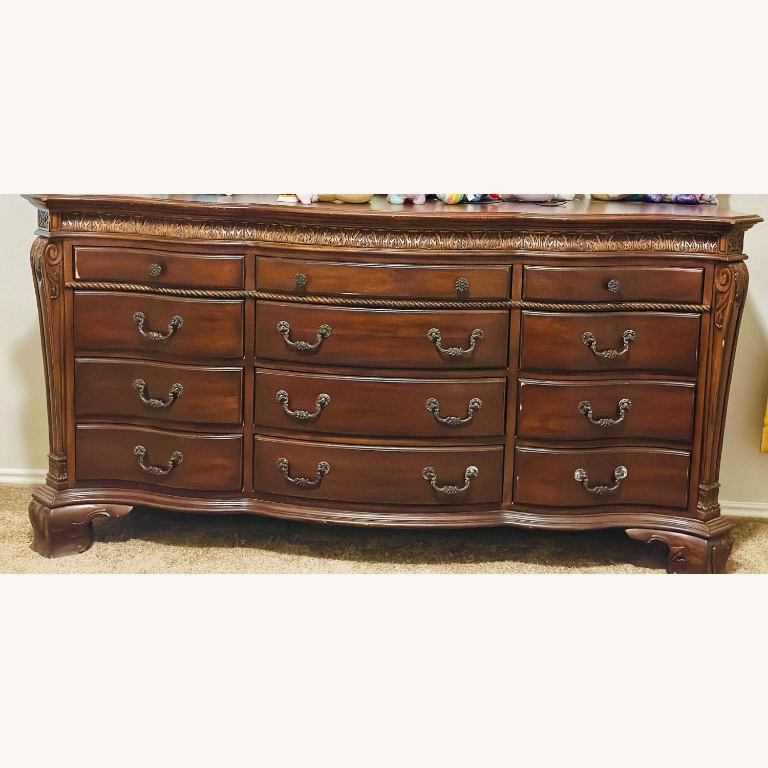 Wood with Top Marble Dresser - image-1