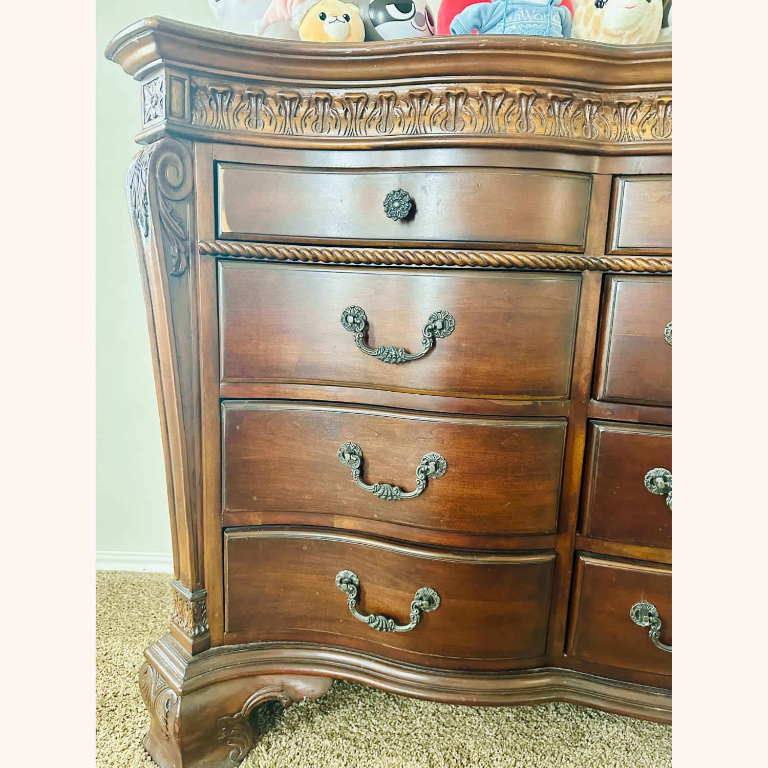 Wood with Top Marble Dresser - image-9