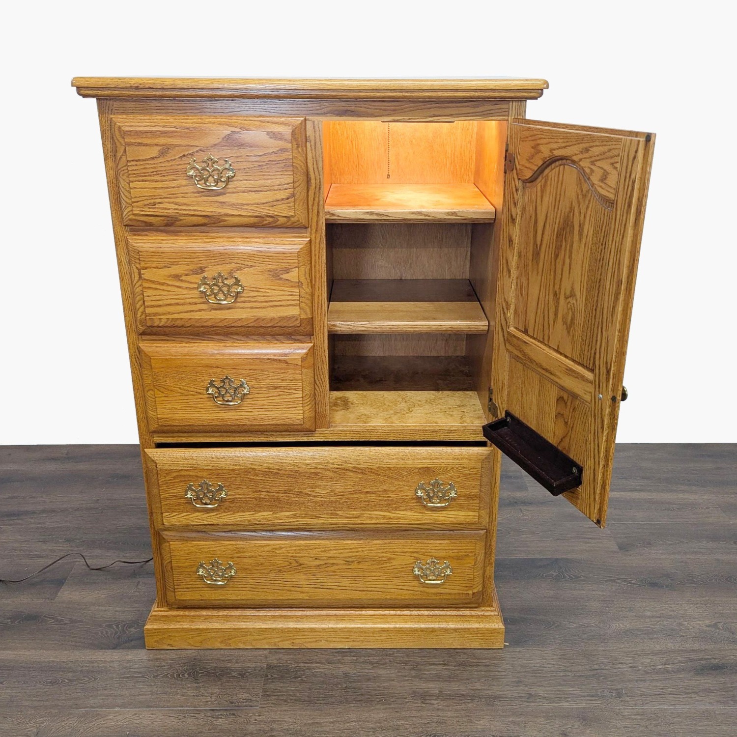 Classic Oak Chest with Cabinet - image-1