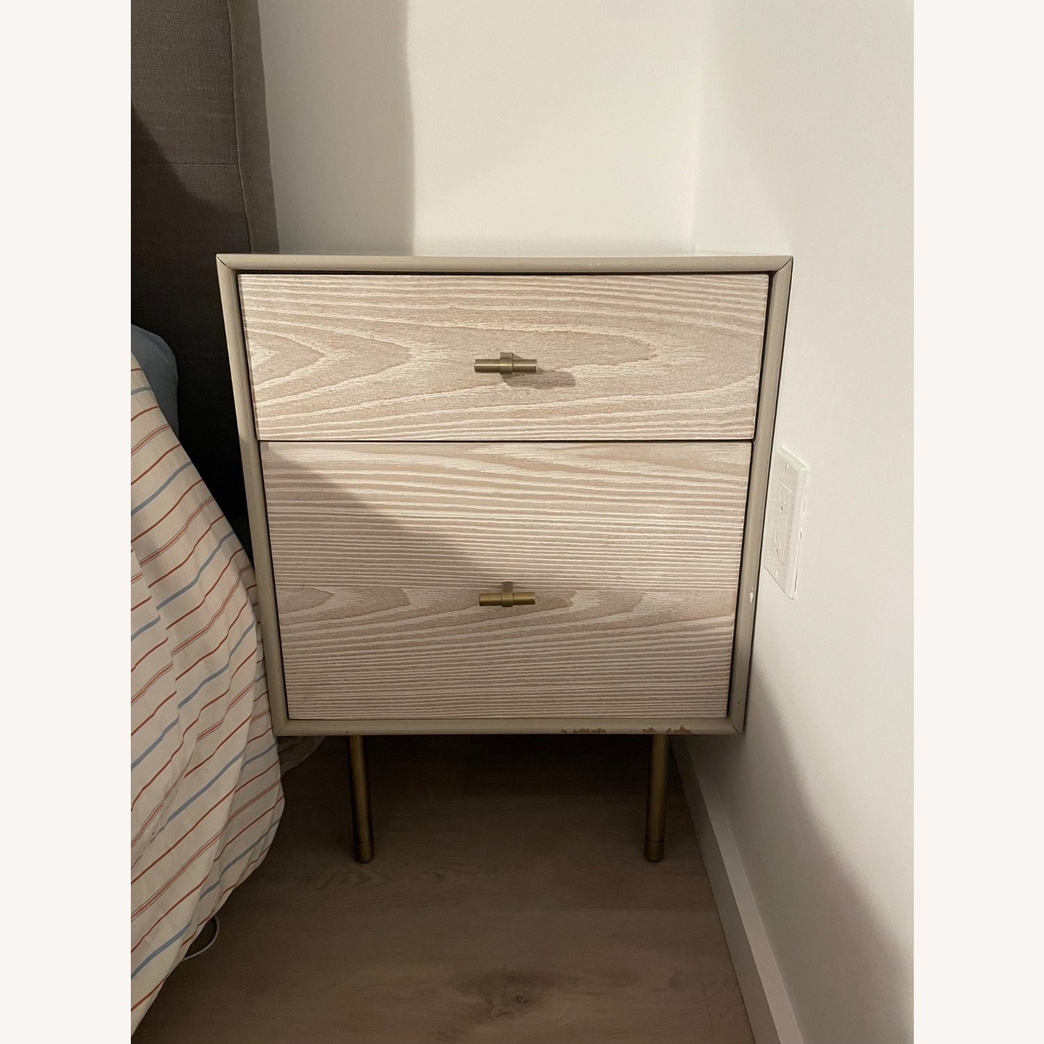 West Elm Modernist Wood & Lacquer Nightstand (19") - Winter Wood, Set of 2 - image-1