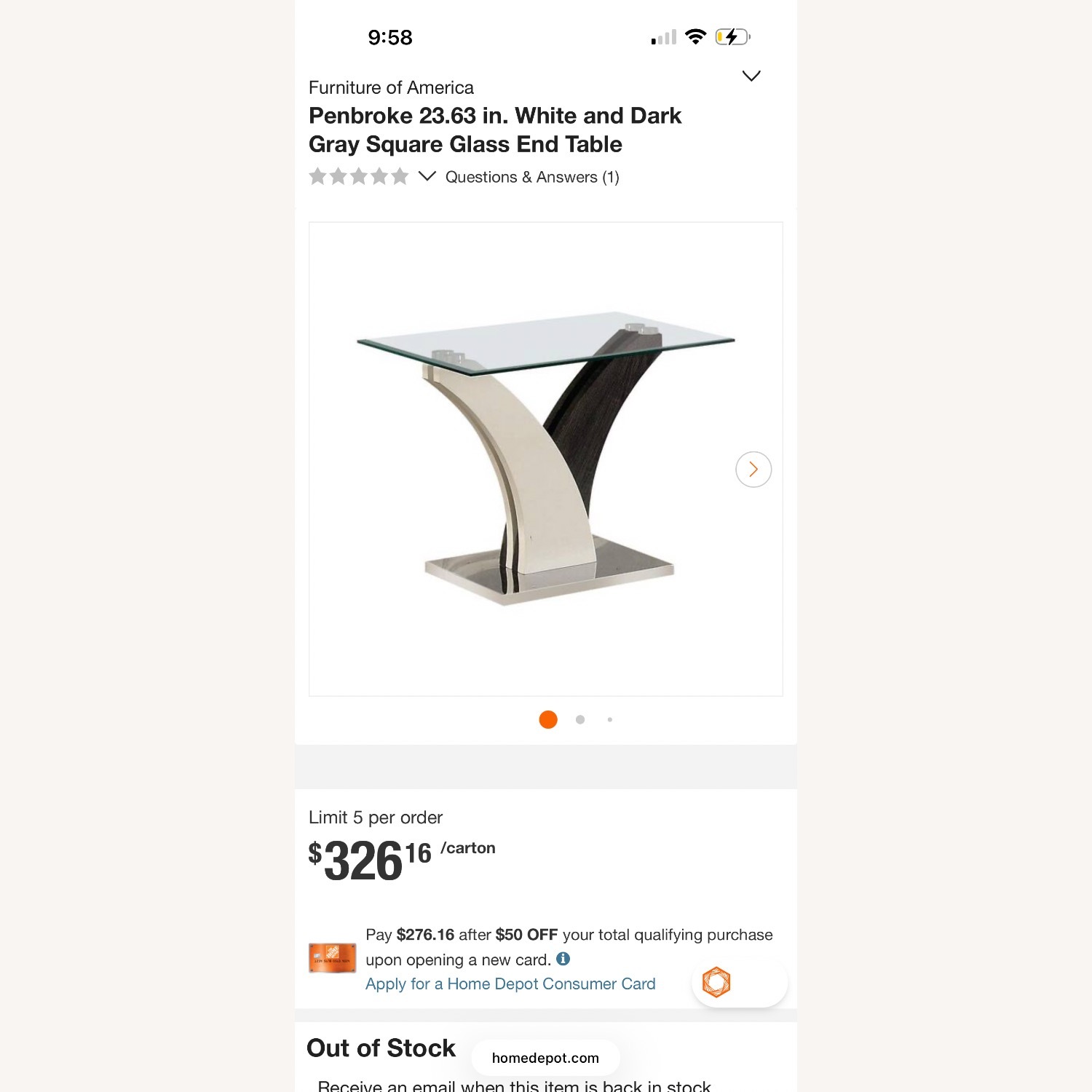 Furniture of America Glass Side Table - image-3