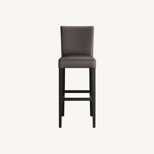 Used Crate & Barrel Lowe Grey Leather Bar Stool (3x) for sale on AptDeco