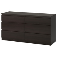 IKEA Kullen Chest 6 Drawers in Black/Brown