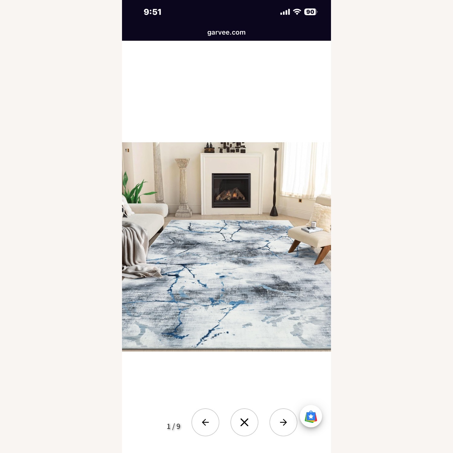 Garvee Blue Fabric Area Rug 9' x 12' - image-1