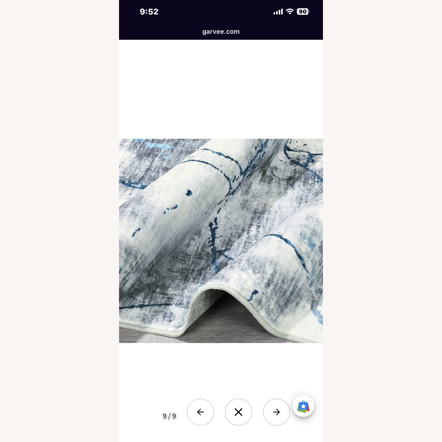 Garvee Blue Fabric Area Rug 9' x 12' - image-3