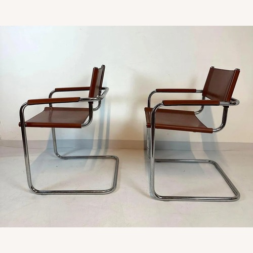 Used Vintage Brown Leather Breuer Style Dining Chairs for sale on AptDeco