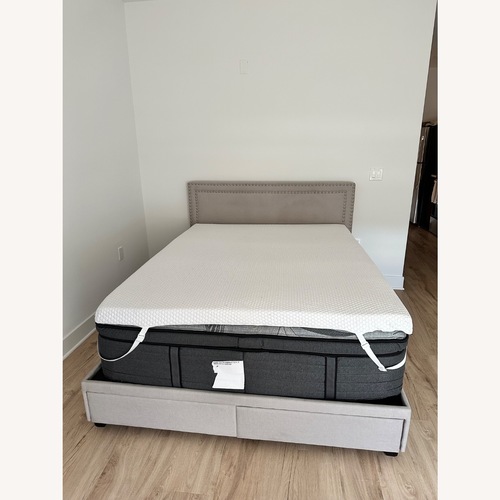 Used Wayfair Natural Linen Queen Bed for sale on AptDeco