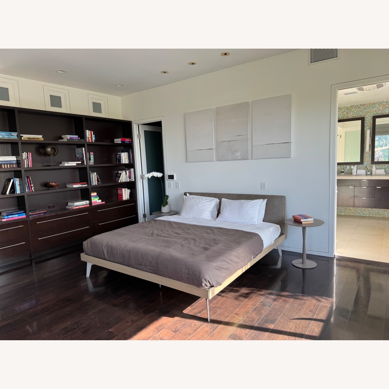 Natural Leather King Bed - image-1