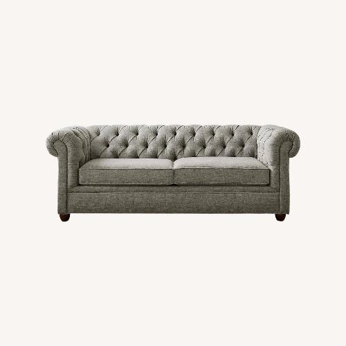 Used Pottery Barn Light Gray Fabric Loveseat for sale on AptDeco