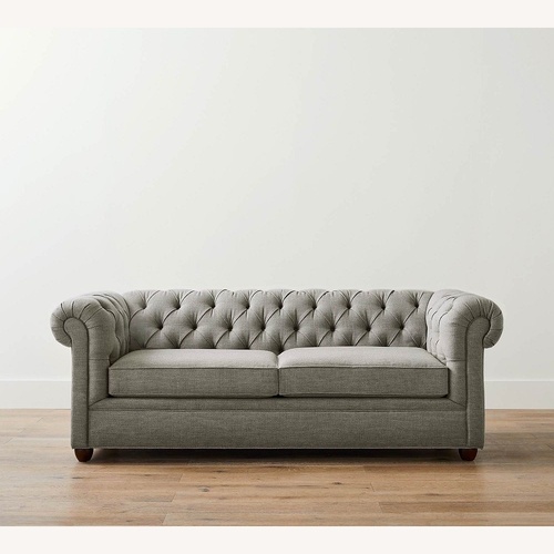 Used Pottery Barn Light Gray Fabric Loveseat for sale on AptDeco