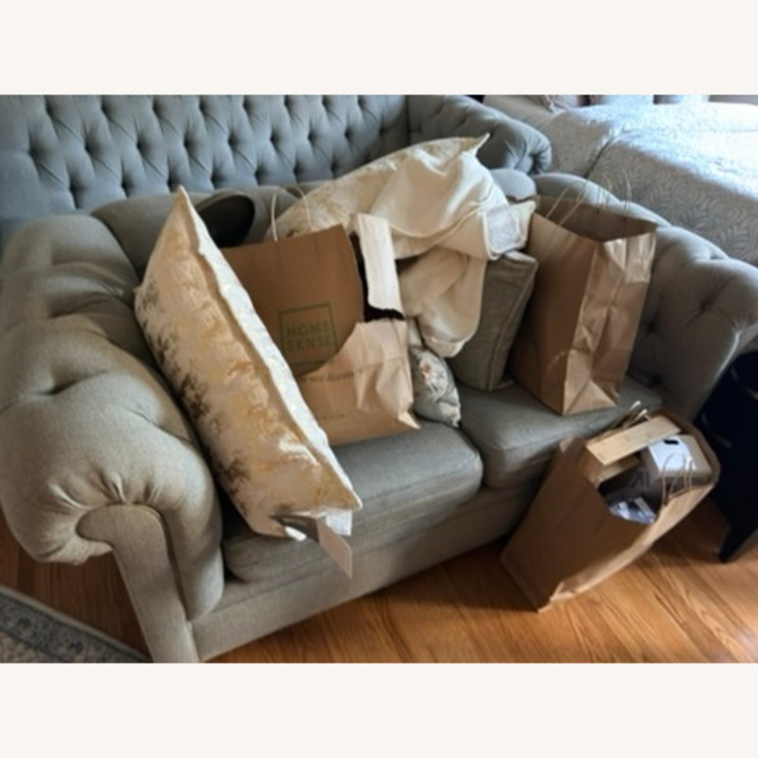 Pottery Barn Light Gray Fabric Loveseat - image-2