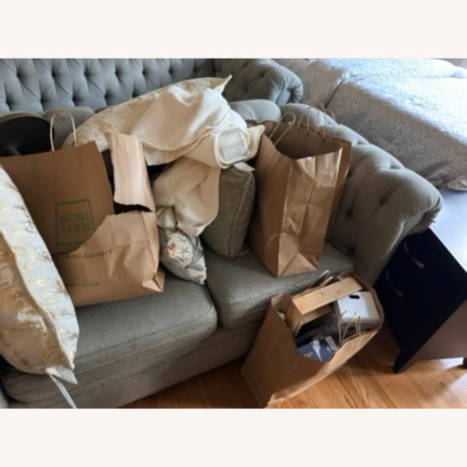 Pottery Barn Light Gray Fabric Loveseat - image-5