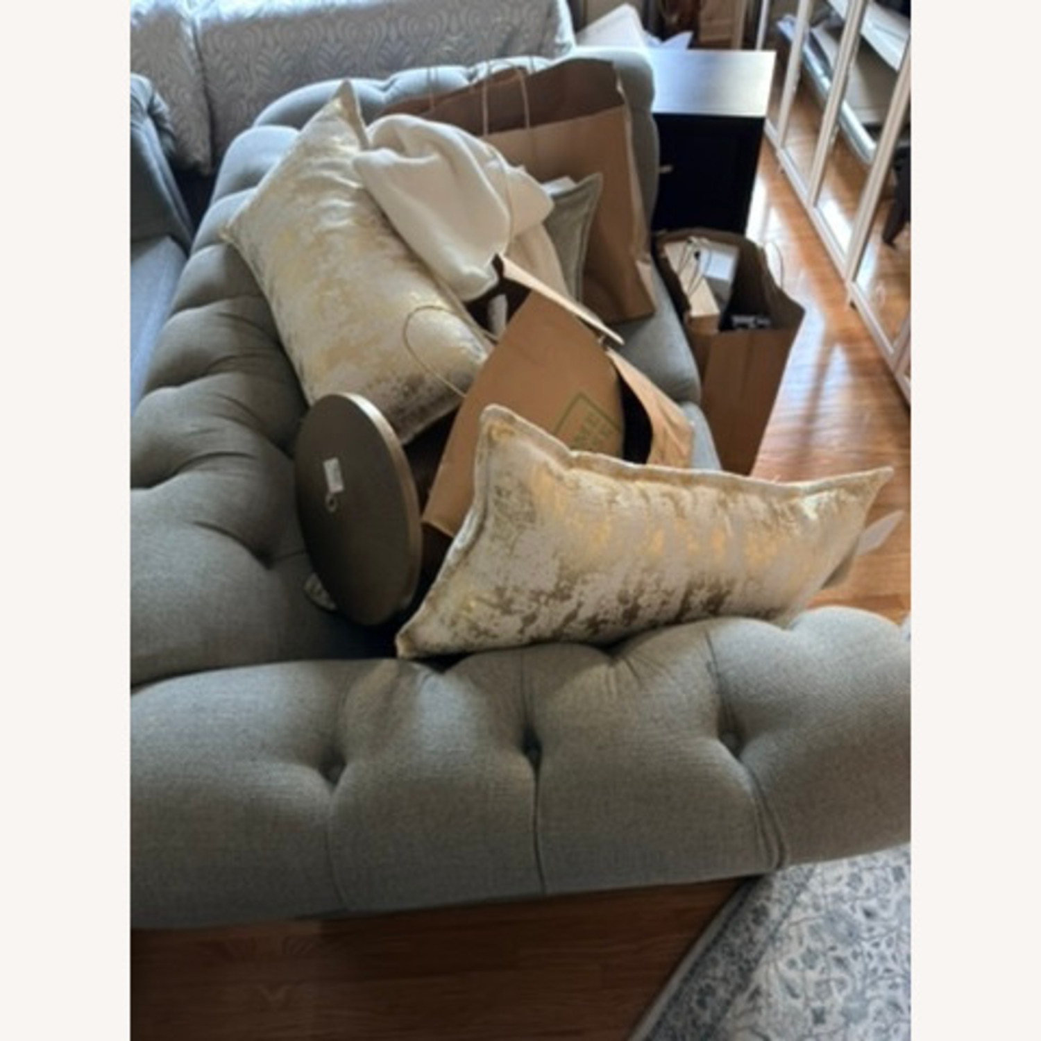 Pottery Barn Light Gray Fabric Loveseat - image-6