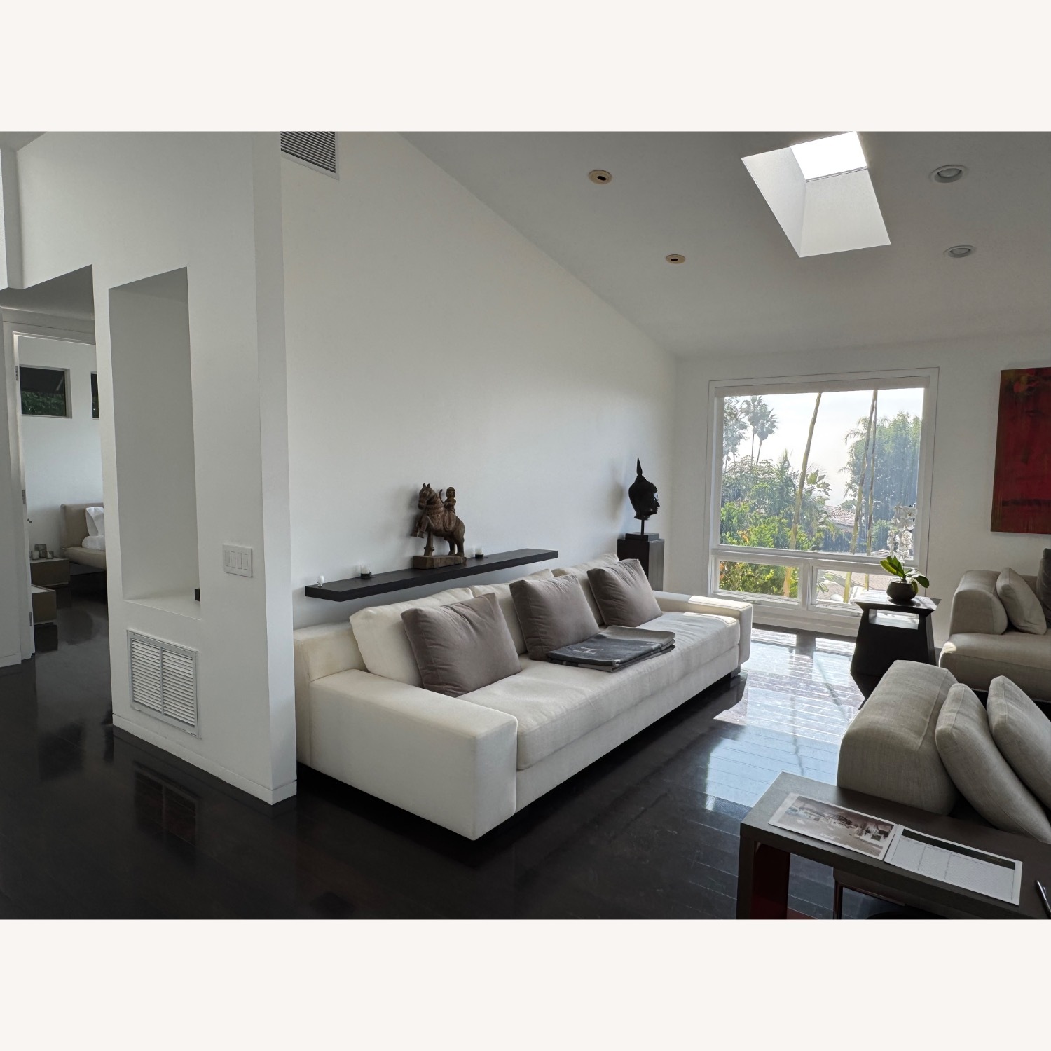 White Fabric 3+ Seater Sofa - image-4