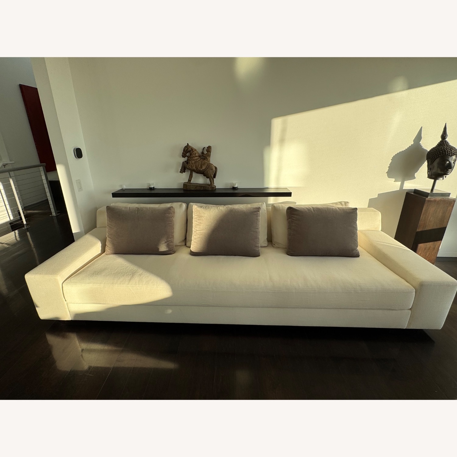 White Fabric 3+ Seater Sofa - image-2