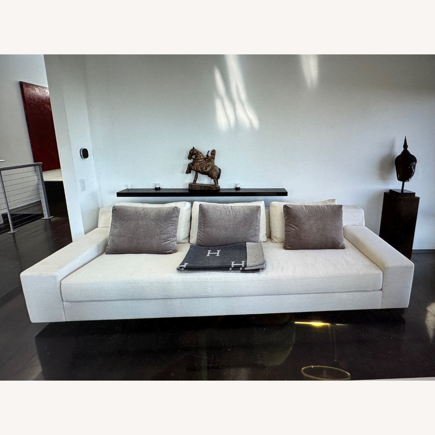 White Fabric 3+ Seater Sofa - image-3