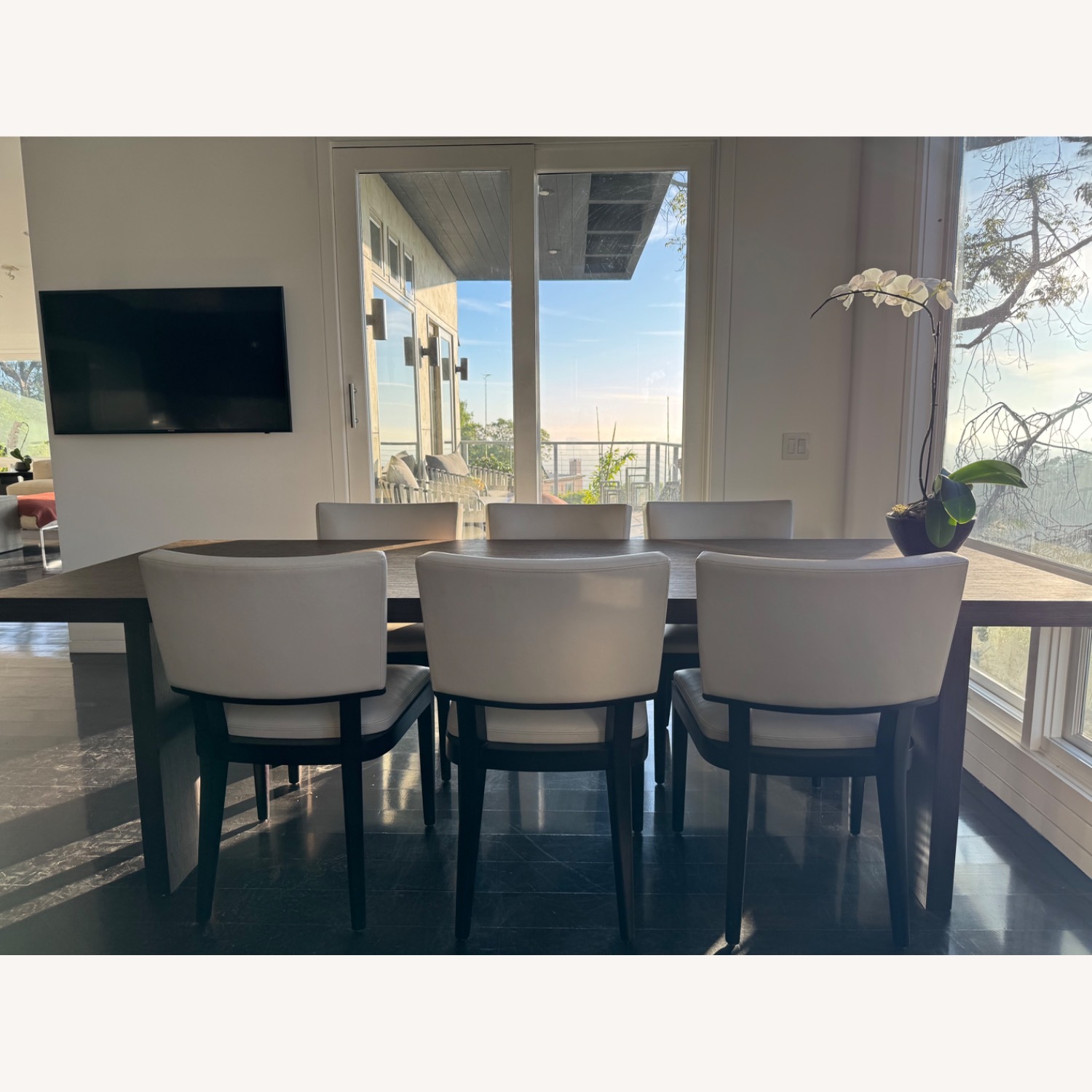 White Leather Dining Chairs - image-2