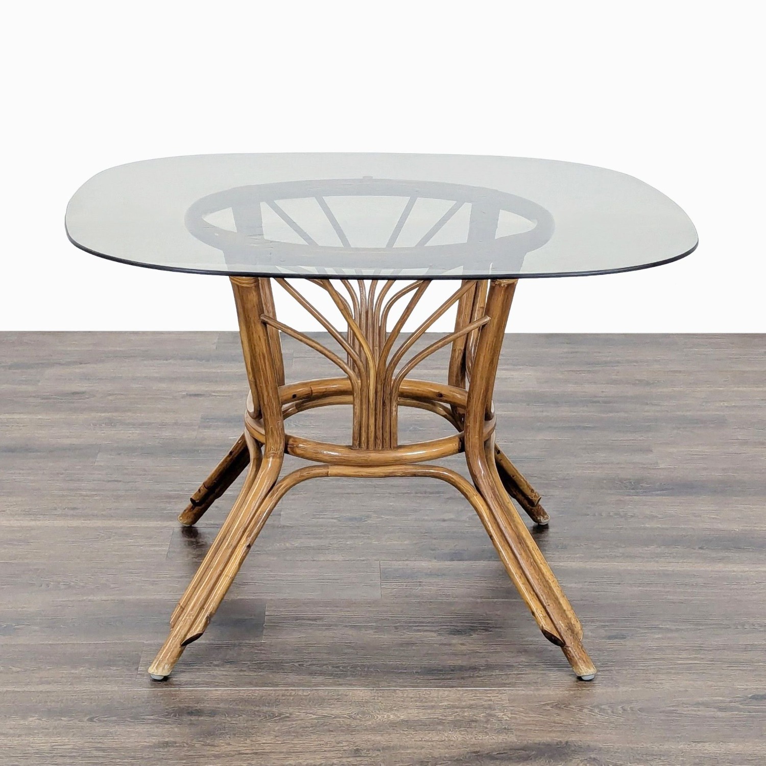 4-Seater Rattan Dining Set with Glass Table  - image-1