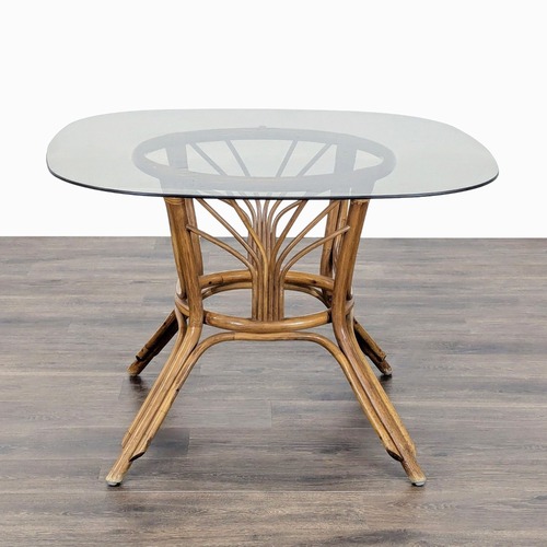 Used 4-Seater Rattan Dining Set with Glass Table  for sale on AptDeco