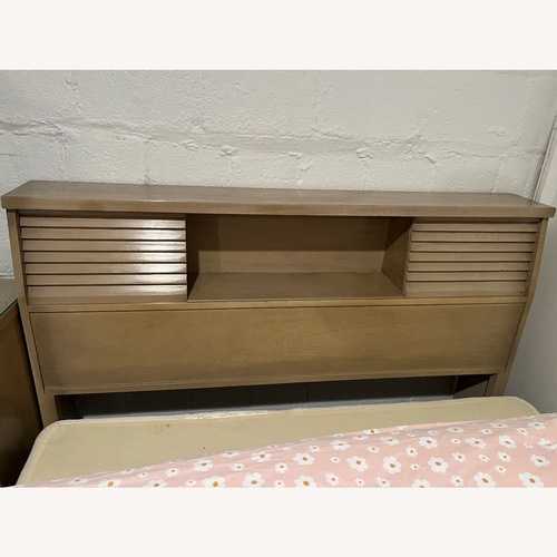 Used Vintage/Antique Light Gray Wood Headboard for sale on AptDeco