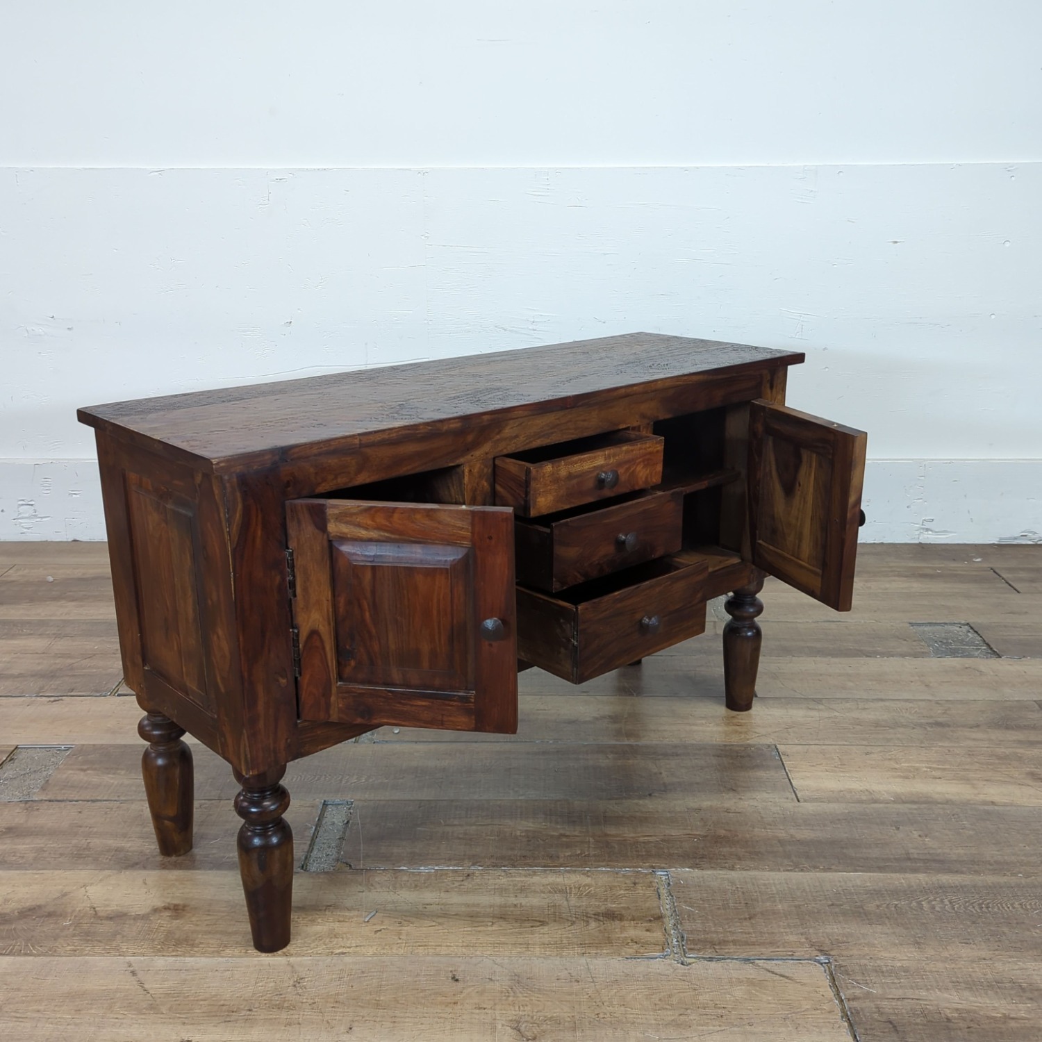 Crate & Barrel Wood Sideboard with Three Drawers - image-6