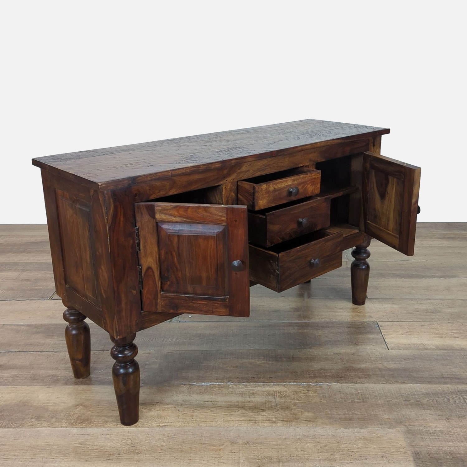 Crate & Barrel Wood Sideboard with Three Drawers - image-2