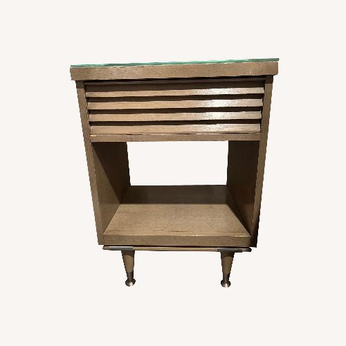 Used Light Gray Wood Nightstand for sale on AptDeco