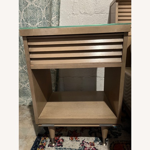 Used Light Gray Wood Nightstand for sale on AptDeco