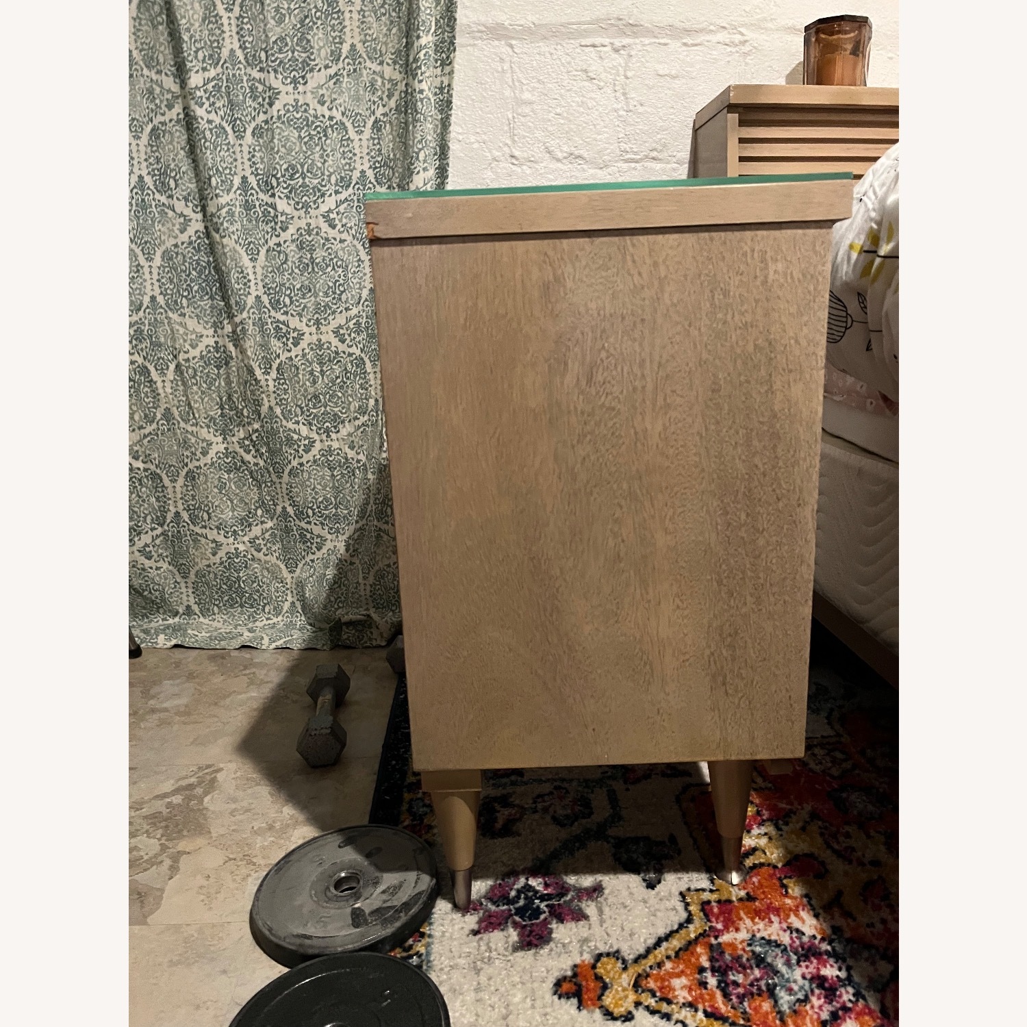 Light Gray Wood Nightstand - image-1