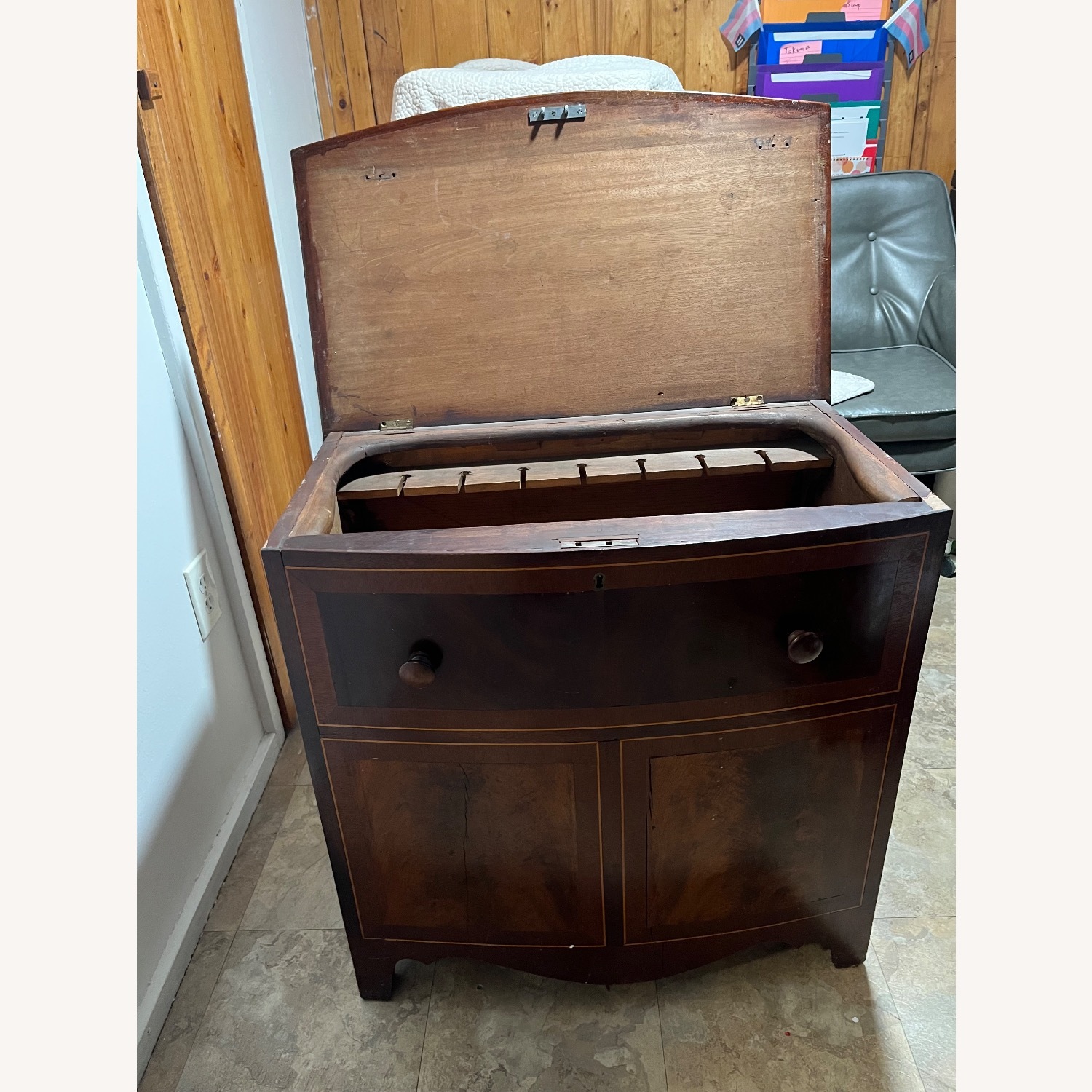 Vintage/Antique Dark Brown Wood Chest - image-1