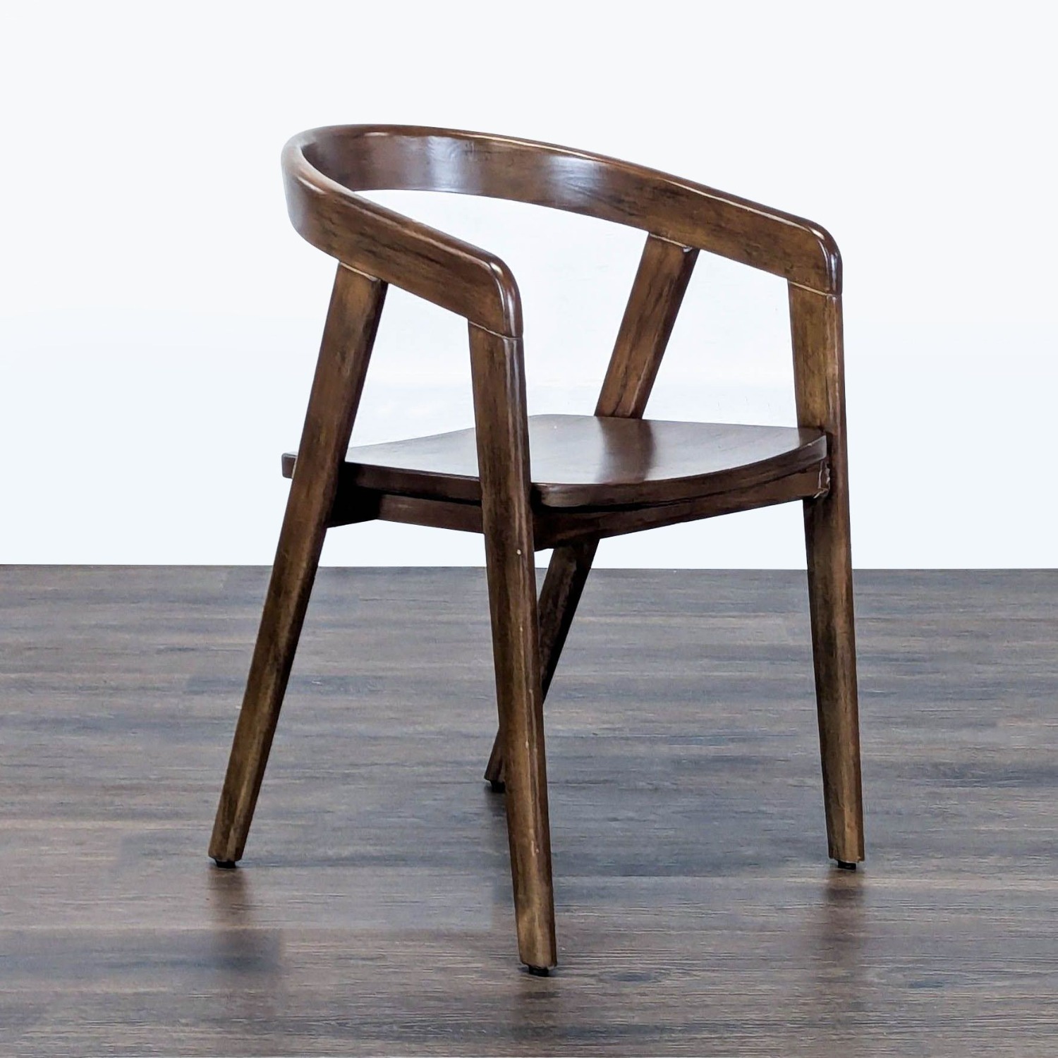 Set of Four Wood Dining Chairs with Curved Back - image-3