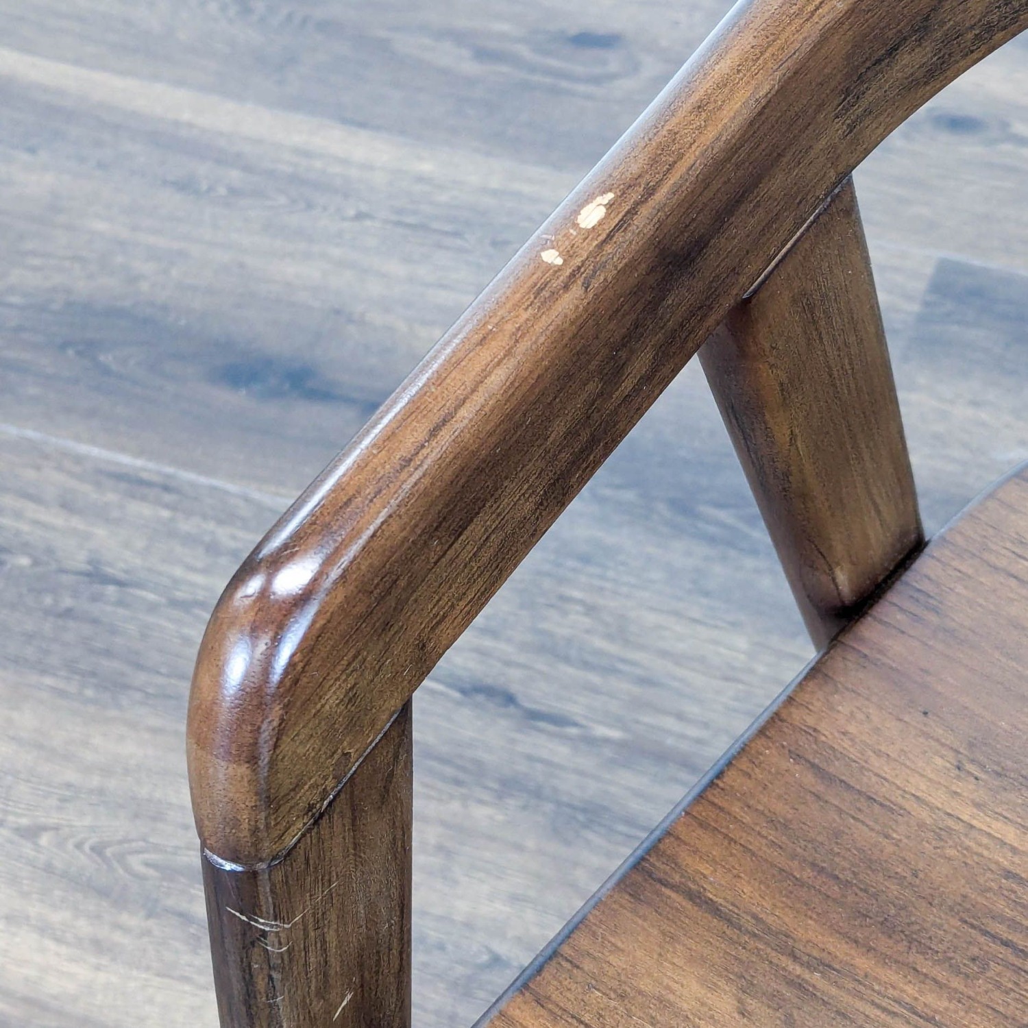 Set of Four Wood Dining Chairs with Curved Back - image-7