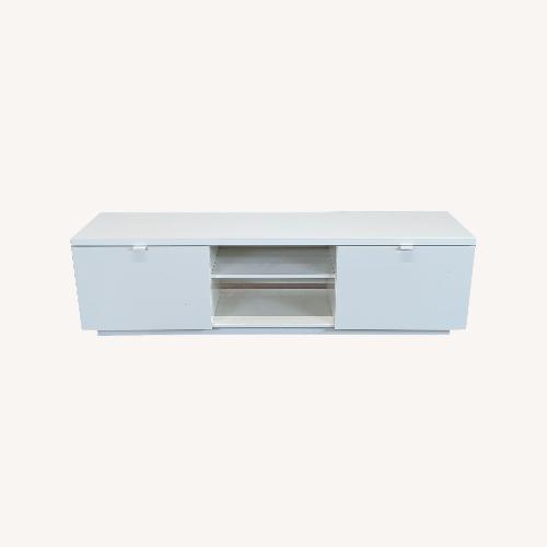 Used Two Drawer Media Console with Shelving	 for sale on AptDeco