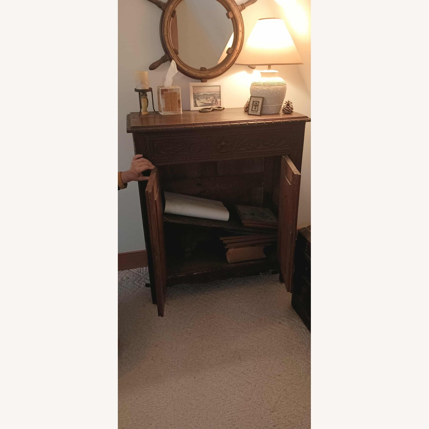 Dark Brown Wooden Brittany Cabinet c1890s - image-2