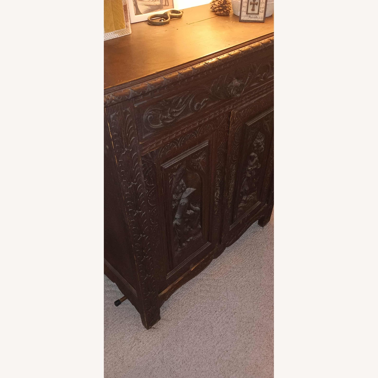 Dark Brown Wooden Brittany Cabinet c1890s - image-1