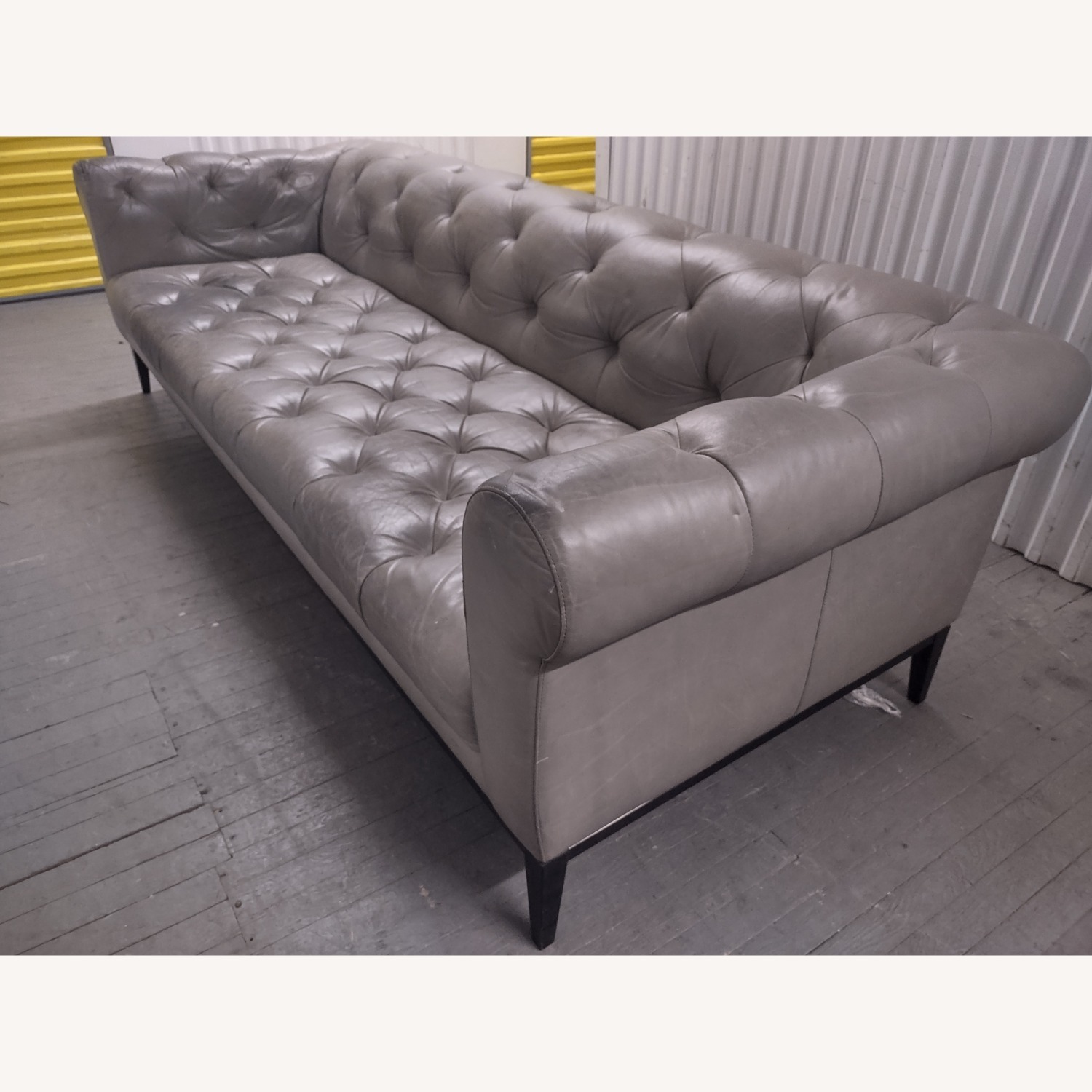 Restoration Hardware 8' Italia Chesterfield Leather Sofa - image-7