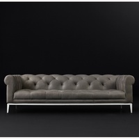 Restoration Hardware 8' Italia Chesterfield Leather Sofa