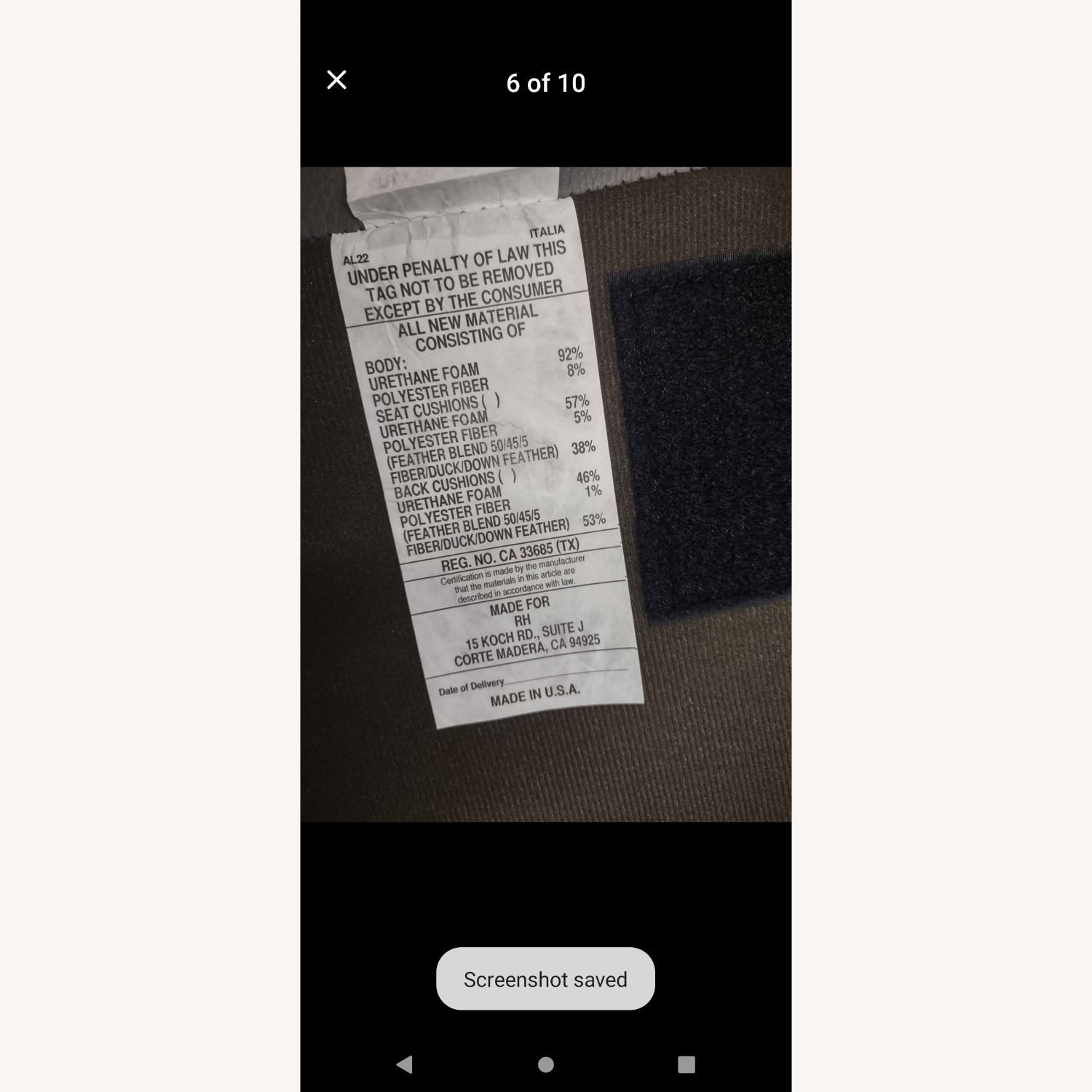 Restoration Hardware Italia Leather 8 ft Sofa - image-6